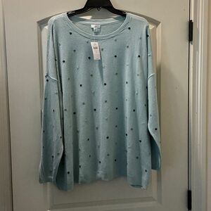 J. Jill Mint Green Sweater with Colorful Dots